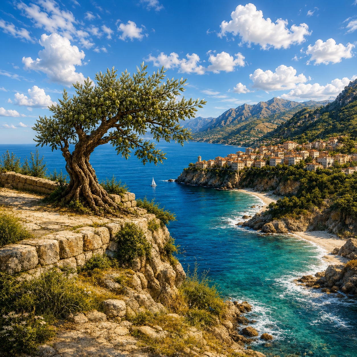 Italienische Landschaft im warmen Licht